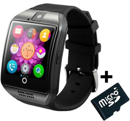 Smartwatch cu telefon iUni Q18, Camera, BT, 1.5 inch, Negru + Card MicroSD 4GB Cadou